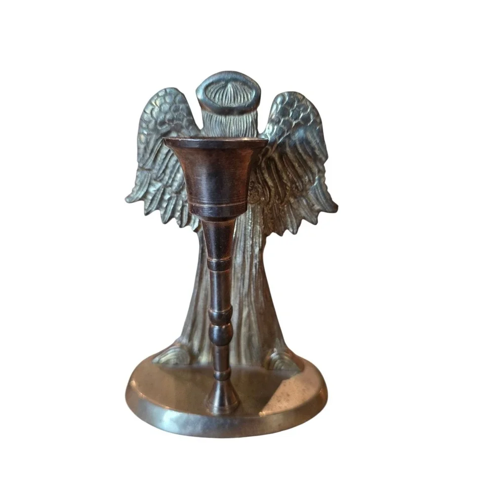 Vintage gold Angel Candle Holder  Victorian Christmas Holiday  Brass‎ Candle